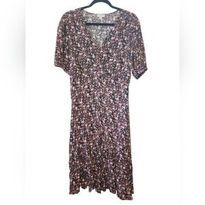 LUXOLOGY Floral Empire Waist Dress Short Puff Sleeve Cottage Core, size M